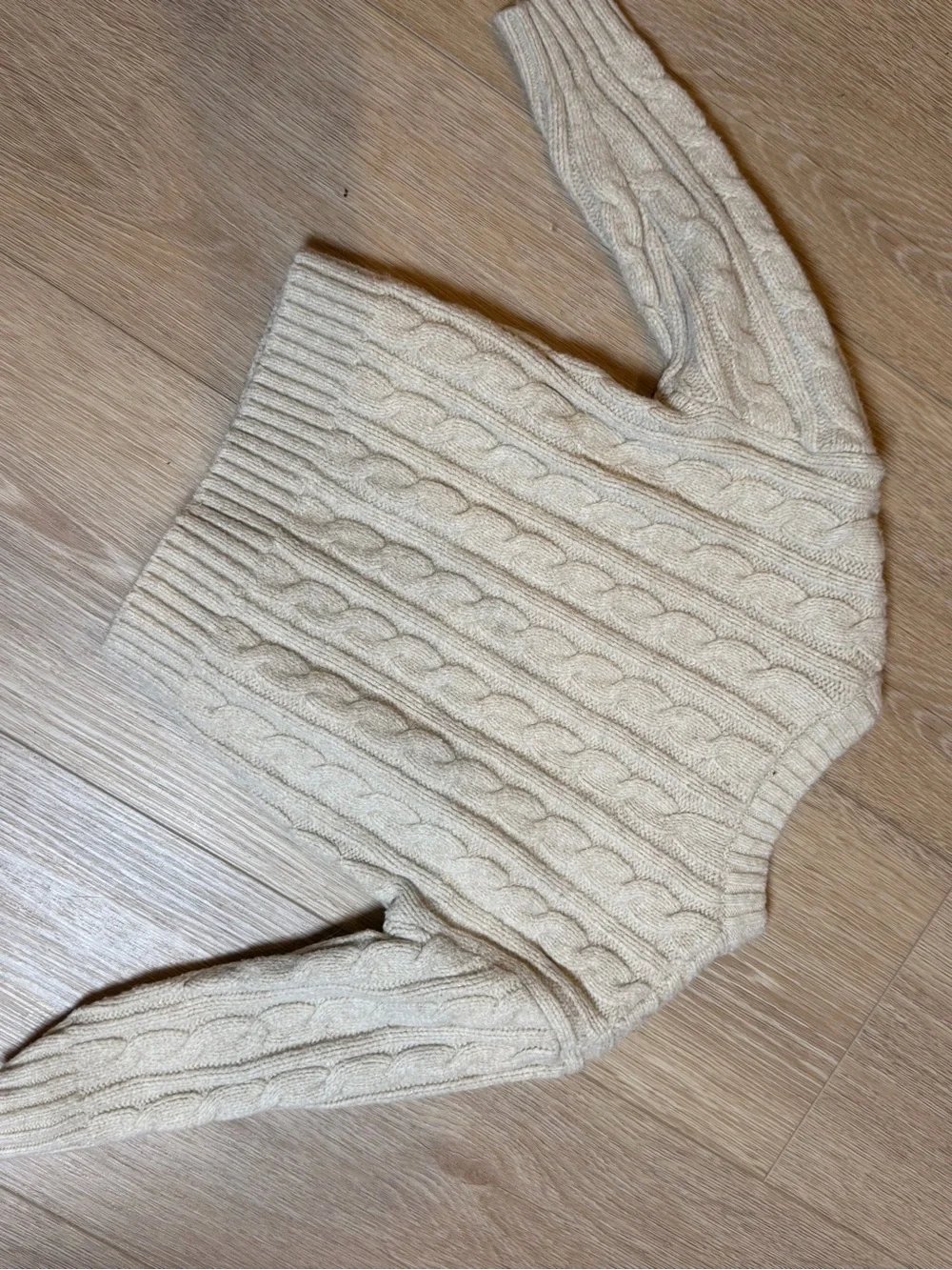 Baby Gap Cable Knit Sweater Beige 12-18M Bear Embroidery